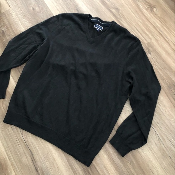 Club Room Black Marino Wool Blend V-neck Sweater Men XL - Picture 2 of 5